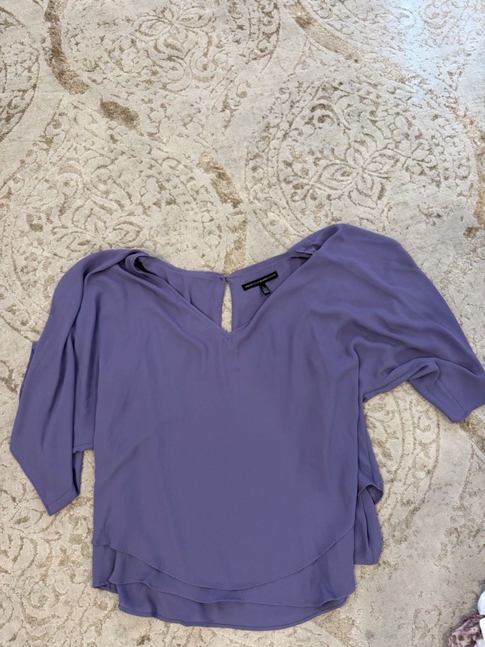White House Black Market Lavender V-neck Layered Blouse